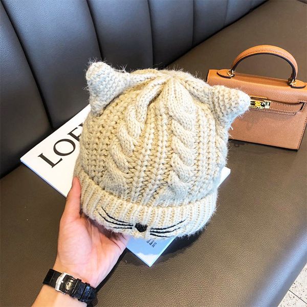 new autumn and winter warm knitting student girl korean versatile cute cat smiling face ear wool hat, Blue;gray
new autumn and winter warm knitting student girl korean versatile cute cat smiling face ear wool hat, Blue;gray