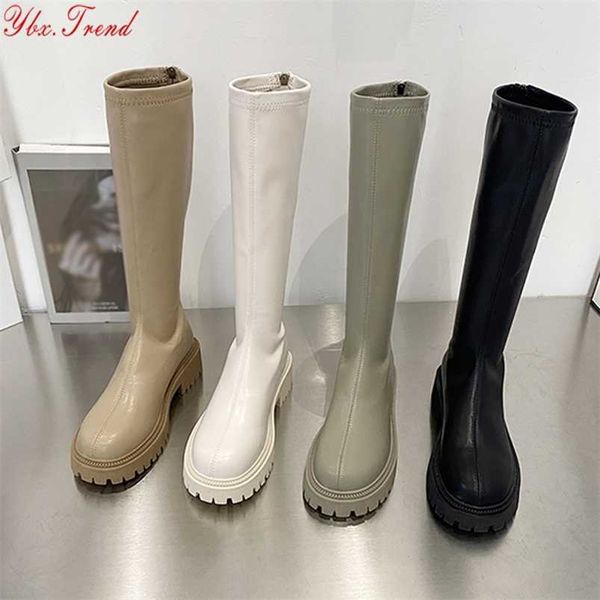 women's knee high boots soft leather zipper ladies shoes winter long boots platform footwear woman fashion warm boots 211103, Black
women's knee high boots soft leather zipper ladies shoes winter long boots platform footwear woman fashion warm boots 211103, Black