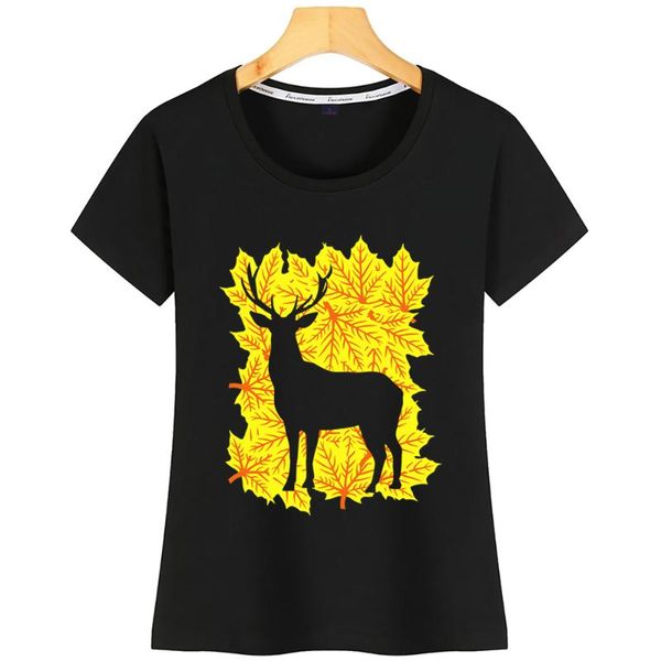 women's t-shirt t shirt women stag made out of leaves humor inscriptions cotton tshirt, White 
women's t-shirt t shirt women stag made out of leaves humor inscriptions cotton tshirt, White