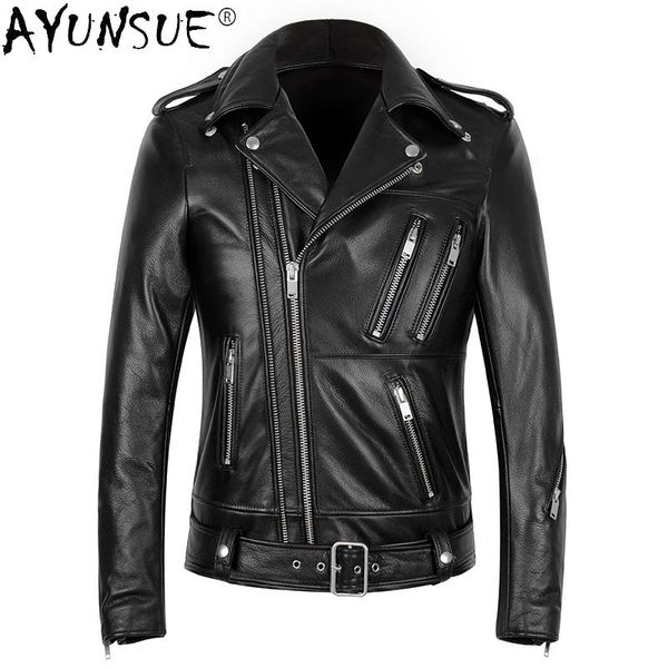 men's leather & faux ayunsue genuine jacket men 100% real cow coat biker motorcycle autumn slim mens jackets and coats kj5096, Black
men's leather & faux ayunsue genuine jacket men 100% real cow coat biker motorcycle autumn slim mens jackets and coats kj5096, Black