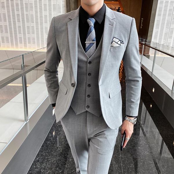 men's suits & blazers spot checkered suit three-piece slim business formal groomsman wedding, White;black
men's suits & blazers spot checkered suit three-piece slim business formal groomsman wedding, White;black