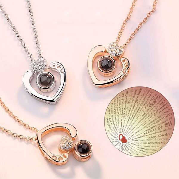 valentine's day necklace new 100 languages i love you present memory projection necklace heart charm bling necklace pendant, Silver
valentine's day necklace new 100 languages i love you present memory projection necklace heart charm bling necklace pendant, Silver