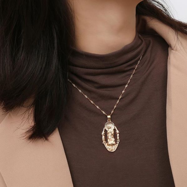 pendant necklaces virgin mary sweater necklace for women girl gold color hollow our lady jewelry wholesale colar cross trendy chain, Silver
pendant necklaces virgin mary sweater necklace for women girl gold color hollow our lady jewelry wholesale colar cross trendy chain, Silver