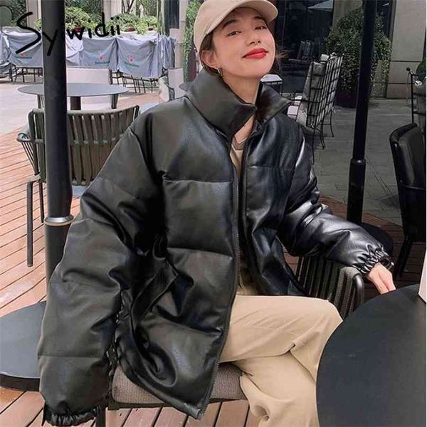 pu woman parkas faux leather winter jacket black plus size clothing for women korean coats cotton liner fashion 210607
pu woman parkas faux leather winter jacket black plus size clothing for women korean coats cotton liner fashion 210607