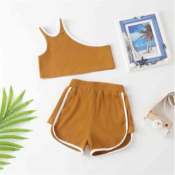 summer children sets casual single shoulder solid white line shorts 2pcs girls swimming suit clothes 18m-6t 210629
summer children sets casual single shoulder solid white line shorts 2pcs girls swimming suit clothes 18m-6t 210629