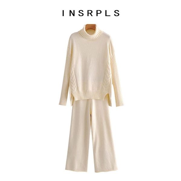 insrpls women fashion loose turtleneck sweater wide leg knit pants vintage two piece sets female pullovers tracksuit mujer, White
insrpls women fashion loose turtleneck sweater wide leg knit pants vintage two piece sets female pullovers tracksuit mujer, White