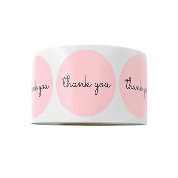 

500 pcsthank you pink stickers for company giveaways birthday party favors labels mailing supplies baking label
