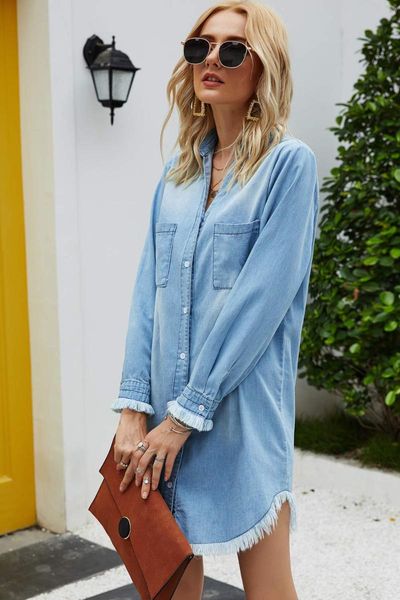 casual dresses women denim shirt long sleeve distressed jean dress button down tunic loose tassel, Black;gray
casual dresses women denim shirt long sleeve distressed jean dress button down tunic loose tassel, Black;gray