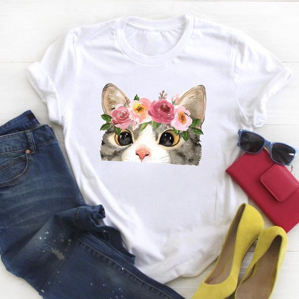 women cat pet animal cartoon kawaii flower painting ladies summer t tee female shirt clothes tshirt womens graphic t-shirt, White
women cat pet animal cartoon kawaii flower painting ladies summer t tee female shirt clothes tshirt womens graphic t-shirt, White