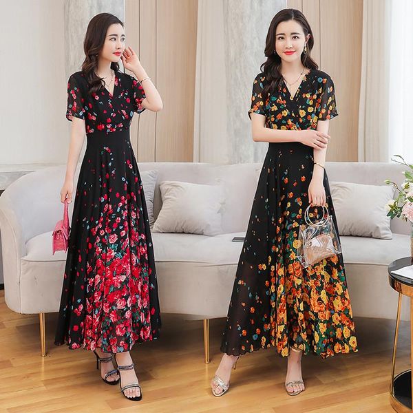 casual dresses dress for women long summer 2021 korean slim young lady short sleeve elegant fashion chiffon beach vacation, Black;gray
casual dresses dress for women long summer 2021 korean slim young lady short sleeve elegant fashion chiffon beach vacation, Black;gray