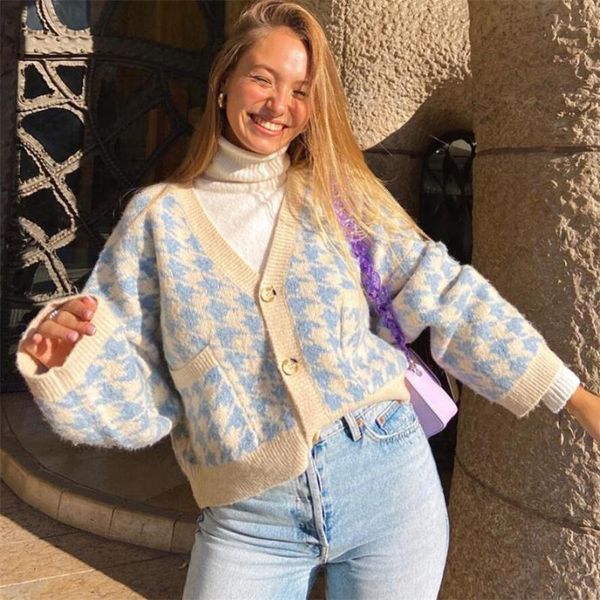 women's sweaters 2021 houndstooth for women casual knitted spring autumn cardigan sweater jumper clothing, White;black
women's sweaters 2021 houndstooth for women casual knitted spring autumn cardigan sweater jumper clothing, White;black