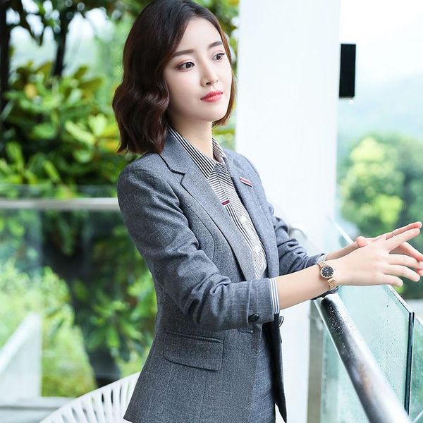 women's tracksuits spring and autumn checked suit, commuter formal work clothes, suit four suits, self-cultivation, Gray
women's tracksuits spring and autumn checked suit, commuter formal work clothes, suit four suits, self-cultivation, Gray