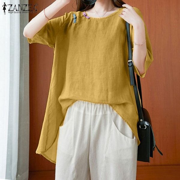 women's blouses & shirts zanzea retro solid a line casual fashion irregular blusa womens cotton linen tunic 2021 summer short sleeve bl, White
women's blouses & shirts zanzea retro solid a line casual fashion irregular blusa womens cotton linen tunic 2021 summer short sleeve bl, White