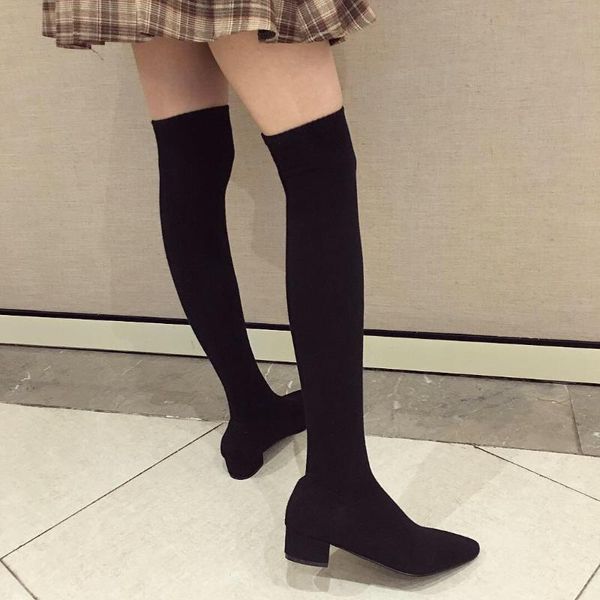 boots pointed solid color stretch fabric women over the knee socks punk style autumn winter low heel slim woman shoes, Black
boots pointed solid color stretch fabric women over the knee socks punk style autumn winter low heel slim woman shoes, Black