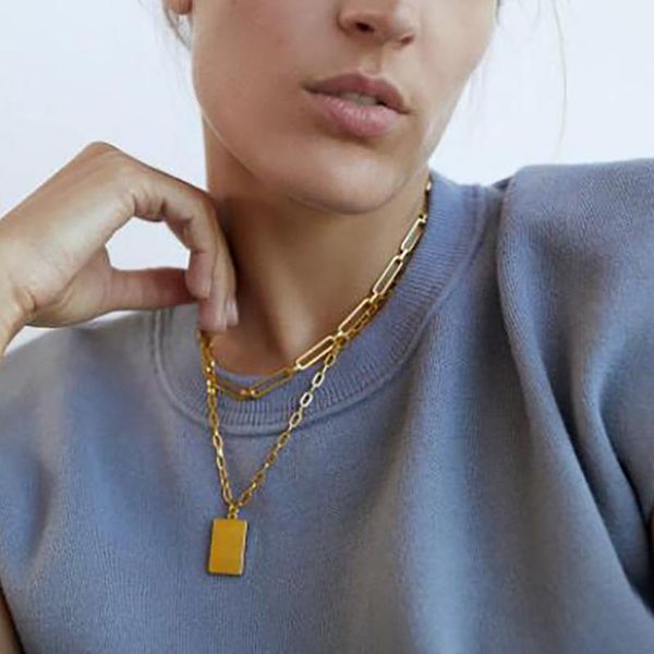 chains iparam punk metal square pendant necklace for women retro hip hop rock heavy geometric collar fashion jewelry, Silver
chains iparam punk metal square pendant necklace for women retro hip hop rock heavy geometric collar fashion jewelry, Silver