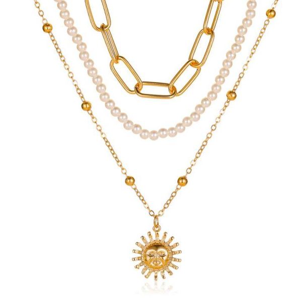 pendant necklaces punk multi layered imitation pearls chain necklace carved portrait sun coin for women vintage collar jewelry, Silver
pendant necklaces punk multi layered imitation pearls chain necklace carved portrait sun coin for women vintage collar jewelry, Silver