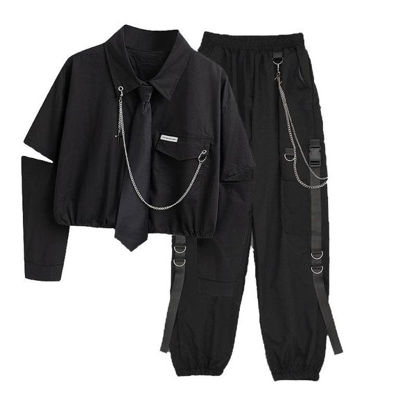 women's pants & capris 2022 autumn chain cargo female streetwear harajuku loose t shirt+cargo high waist handsome two-piece suit, Black;white
women's pants & capris 2022 autumn chain cargo female streetwear harajuku loose t shirt+cargo high waist handsome two-piece suit, Black;white