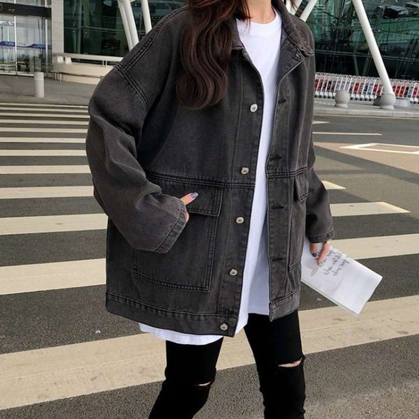 2021spring and 2020 new korean versatile denim jacket women's hong kong style students' early autumn trend, Black;brown 
2021spring and 2020 new korean versatile denim jacket women's hong kong style students' early autumn trend, Black;brown