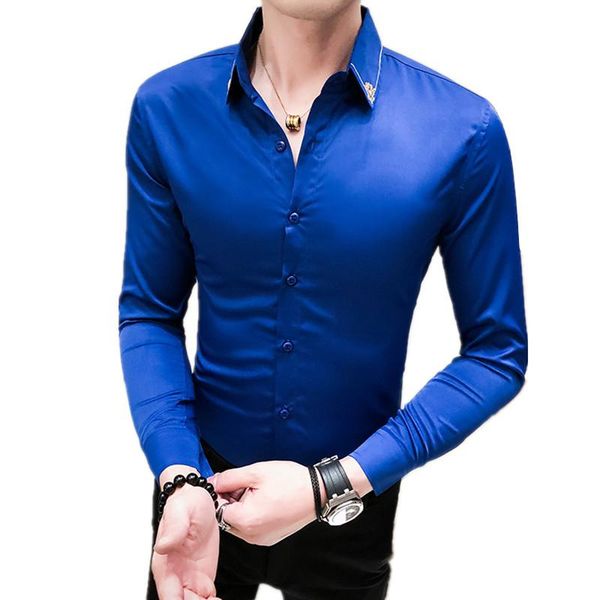 men's casual shirts neckline embroidery men shirt long sleeve slim fit dress solid color streetwear formal social business blouses, White;black
men's casual shirts neckline embroidery men shirt long sleeve slim fit dress solid color streetwear formal social business blouses, White;black