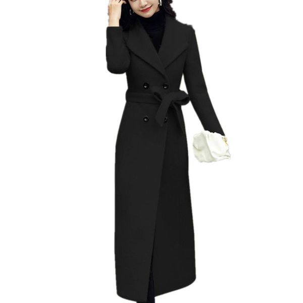x-long woolen coat women winter double breasted slim thick wool blends overcoat plus size 3xl, Black
x-long woolen coat women winter double breasted slim thick wool blends overcoat plus size 3xl, Black