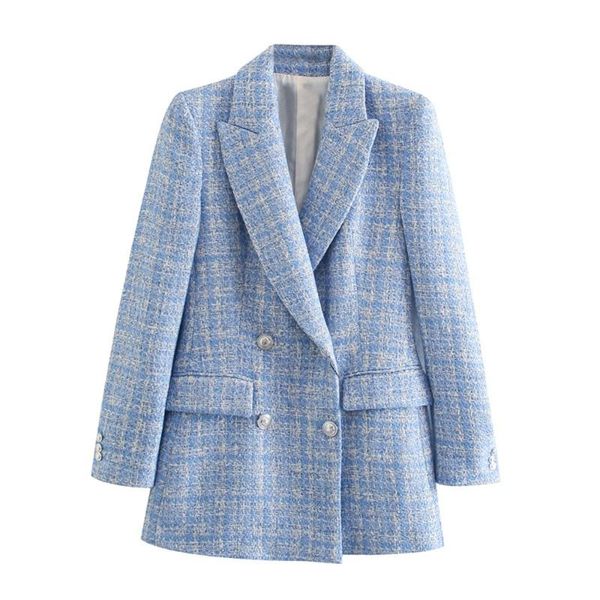 women's suits & blazers 2021 blue twill tweed jacket vintage lattice women suit jackets ladies asymmetrical double breasted coat, White;black
women's suits & blazers 2021 blue twill tweed jacket vintage lattice women suit jackets ladies asymmetrical double breasted coat, White;black