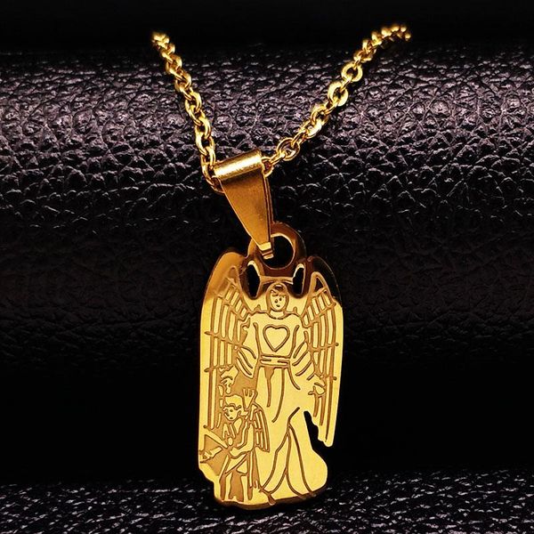 pendant necklaces vintage angel stainless steel necklace gold color jesus jewelry collares grandes de moda n612215, Silver
pendant necklaces vintage angel stainless steel necklace gold color jesus jewelry collares grandes de moda n612215, Silver
