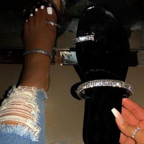 sandals 2021 summer style women's roman inlaid diamond one line slippers flat bottom large size, Black
sandals 2021 summer style women's roman inlaid diamond one line slippers flat bottom large size, Black