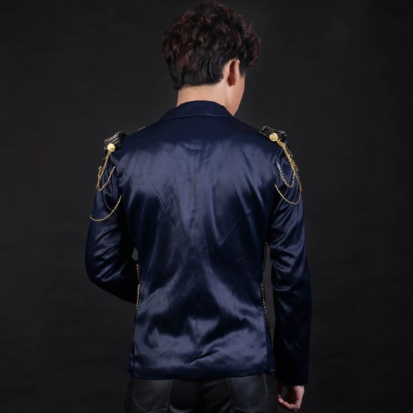 mens chain black jacket nightclub singer metal tassel coat stage wear tide fit slim blazer dance costume performance clothing, Black;red
mens chain black jacket nightclub singer metal tassel coat stage wear tide fit slim blazer dance costume performance clothing, Black;red