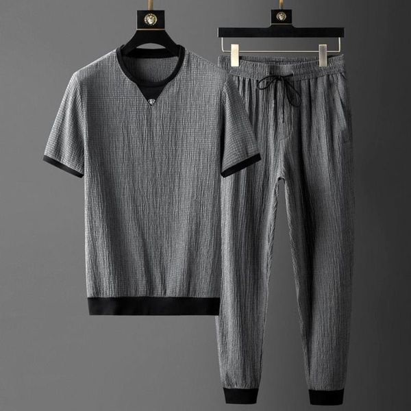 men's tracksuits light luxury high end fashion refreshing short sleeve leisure summer quick dry thin ice silk sportswear, Gray
men's tracksuits light luxury high end fashion refreshing short sleeve leisure summer quick dry thin ice silk sportswear, Gray