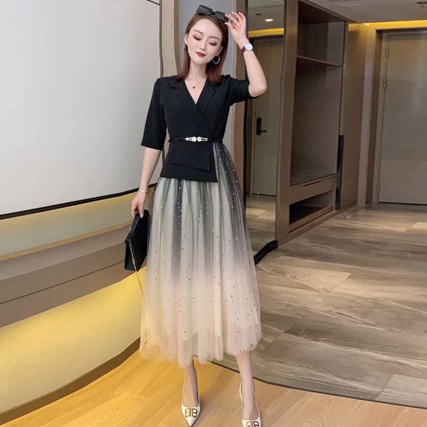 designer 2021 spring new women's fashion party elegant chic gentlewoman midi mesh patchwork lapel suit dress p6rl, Black;gray
designer 2021 spring new women's fashion party elegant chic gentlewoman midi mesh patchwork lapel suit dress p6rl, Black;gray