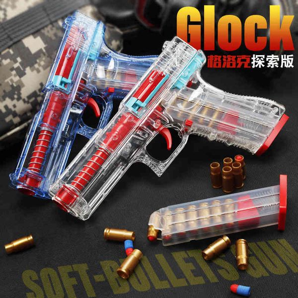 transparent glock locklock pistol new soft bullet gunman loaded and shell throwing children's and boys' chicken eating toys
transparent glock locklock pistol new soft bullet gunman loaded and shell throwing children's and boys' chicken eating toys