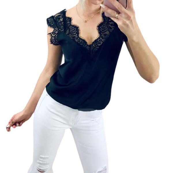 women's blouses & shirts women summer v neck sleeveless lace patchwork black slim fit shirt ladies elegant harajuku casual streetwear b, White
women's blouses & shirts women summer v neck sleeveless lace patchwork black slim fit shirt ladies elegant harajuku casual streetwear b, White