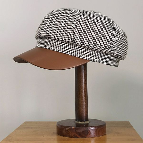 ing for women spring autumn hats pu leather plaid octagonal hat men wide brim windproof cap female, Blue;gray
ing for women spring autumn hats pu leather plaid octagonal hat men wide brim windproof cap female, Blue;gray