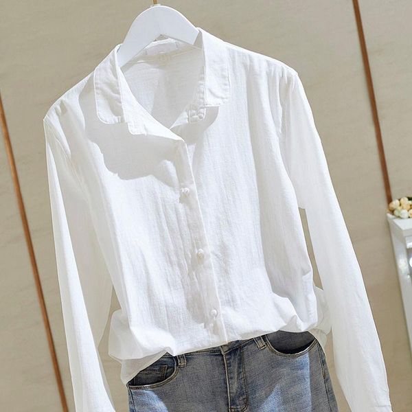 women's blouses & shirts women autumn fashion cotton linen loose elegant casual single breasted ladies long sleeve solid q561, White
women's blouses & shirts women autumn fashion cotton linen loose elegant casual single breasted ladies long sleeve solid q561, White