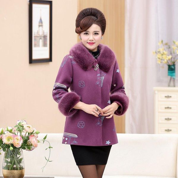 women's wool & blends imitation woolen coat winter printing coats woman 2021 version of the self-cultivation large fur collar jackets w, Black
women's wool & blends imitation woolen coat winter printing coats woman 2021 version of the self-cultivation large fur collar jackets w, Black