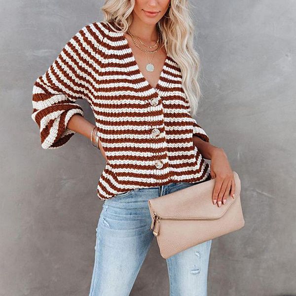 women's knits & tees elegant women striped sweater autumn winter v-neck single breasted casual loose cardigan coat outwear streetwe, White
women's knits & tees elegant women striped sweater autumn winter v-neck single breasted casual loose cardigan coat outwear streetwe, White