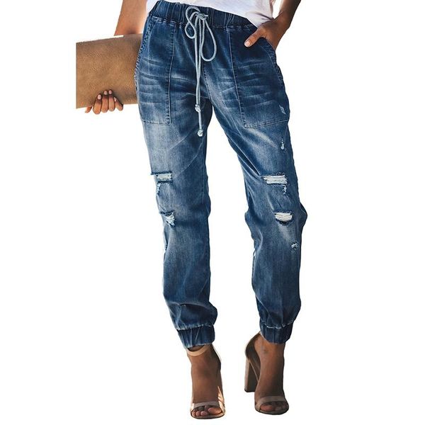 women's jeans 2021 trend denim tear wish drawstring elastic waist wash casual pants women ripped pockets lace up, Blue
women's jeans 2021 trend denim tear wish drawstring elastic waist wash casual pants women ripped pockets lace up, Blue