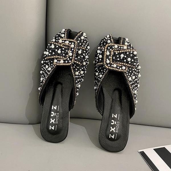 new women's shoes slippers flat peep toe string bead slides fashion low soft 2021 luxury pu rome rubber women's flat shoes, Black
new women's shoes slippers flat peep toe string bead slides fashion low soft 2021 luxury pu rome rubber women's flat shoes, Black