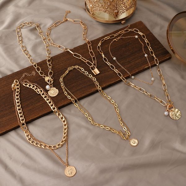 zovoli vintage multi layered lock portrait pearl round coin pendants necklaces for women bohemia gold key heart long jewelry, Silver
zovoli vintage multi layered lock portrait pearl round coin pendants necklaces for women bohemia gold key heart long jewelry, Silver