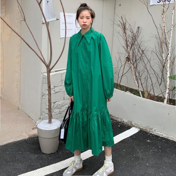 casual dresses superaen autumn solid all match shirt trumpet / mermaid turn-down collar full mid-calf woman dress, Black;gray
casual dresses superaen autumn solid all match shirt trumpet / mermaid turn-down collar full mid-calf woman dress, Black;gray