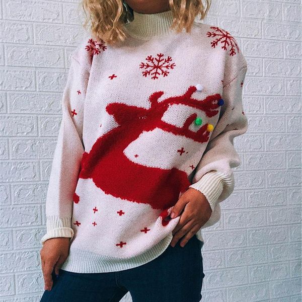 women's sweaters cartoon elk ladies christmas sweater wool knit round neck print long-sleeved women knitted pull femme knitwear, White;black
women's sweaters cartoon elk ladies christmas sweater wool knit round neck print long-sleeved women knitted pull femme knitwear, White;black