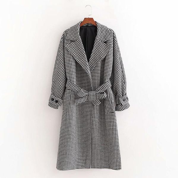 women's wool & blends 2021 fall street fashion loose casual houndstooth warm coat for ladies lapel collar lace up plaid, Black
women's wool & blends 2021 fall street fashion loose casual houndstooth warm coat for ladies lapel collar lace up plaid, Black