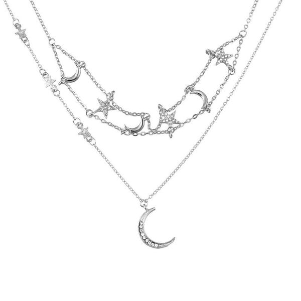 chains fashion creativity five pointed star crescent moon personality female necklace temperament jewelry stainless steel, Silver
chains fashion creativity five pointed star crescent moon personality female necklace temperament jewelry stainless steel, Silver