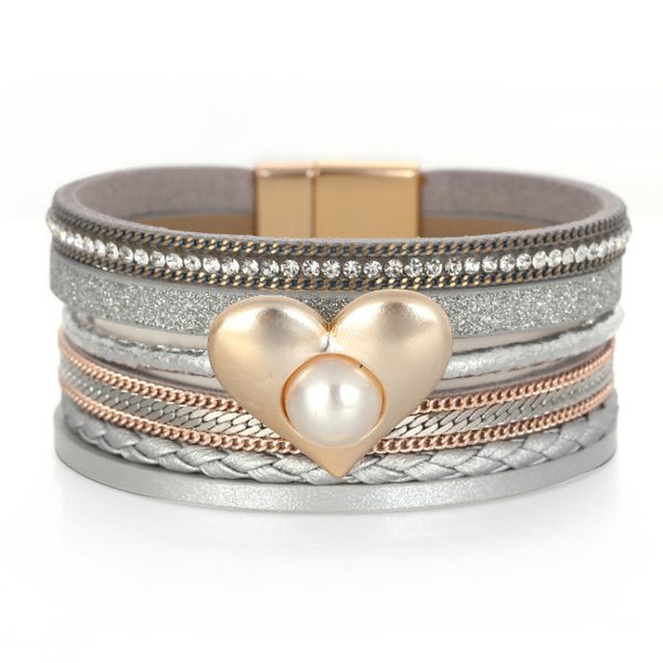 bohemian multi-layer chain bracelet love shaped imitation pearl accessories woven women's bracelet, Black
bohemian multi-layer chain bracelet love shaped imitation pearl accessories woven women's bracelet, Black