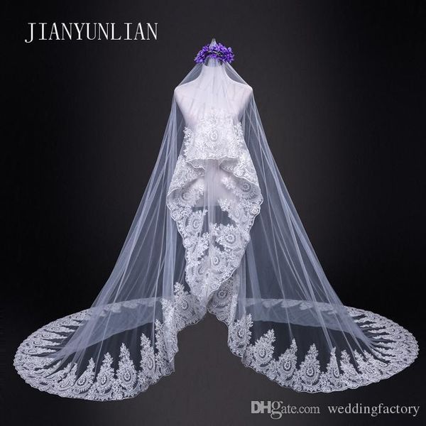 bridal veils 2021 stunning lace appliques edge 3x5m long white ivory wedding veil train tulle accessories, Black
bridal veils 2021 stunning lace appliques edge 3x5m long white ivory wedding veil train tulle accessories, Black