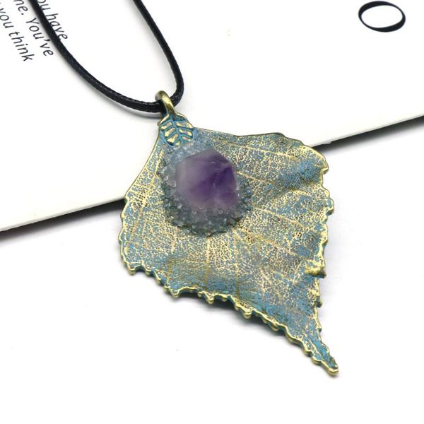 pendant necklaces natural stone druzy necklace antique copper plated alloy for women reiki heal jewelry gifts, Silver
pendant necklaces natural stone druzy necklace antique copper plated alloy for women reiki heal jewelry gifts, Silver