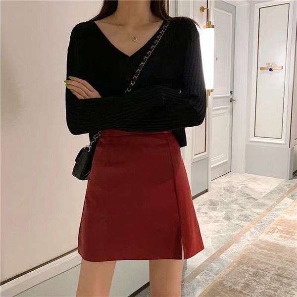 skirts autumn korean version of the high waist was thin pu leather a-line short skirt yangqi net red split female ins tide, Black
skirts autumn korean version of the high waist was thin pu leather a-line short skirt yangqi net red split female ins tide, Black