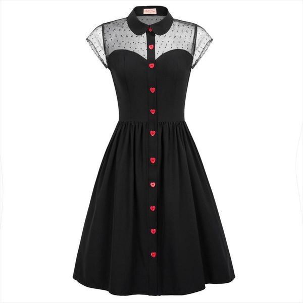 knee length summer women dress cap sleeve lapel collar button placket party school flare a line, Black;gray
knee length summer women dress cap sleeve lapel collar button placket party school flare a line, Black;gray