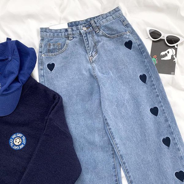 streetwear jeans woman heart embroidery high waist chic denim cloth female loose straight pants mom summer harajuku trousers, Blue
streetwear jeans woman heart embroidery high waist chic denim cloth female loose straight pants mom summer harajuku trousers, Blue