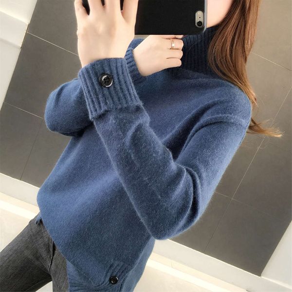 high collar sweater women's pullover for autumn winter wear new korean loose and lazy pure color t-shirt of 2021, White;black
high collar sweater women's pullover for autumn winter wear new korean loose and lazy pure color t-shirt of 2021, White;black